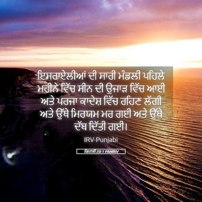 Picture 05 - ਗਿਣਤੀ 20:1 PANIRV - ਇਸਰਾਏਲੀਆਂ ਦੀ ਸਾਰੀ - Bible Verse Picture