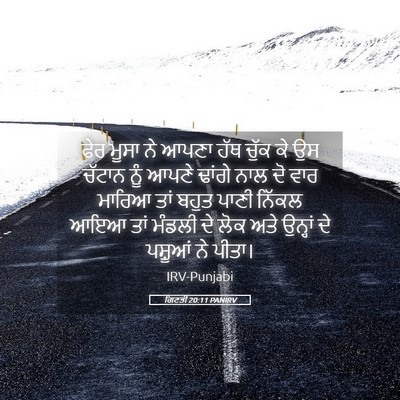 Picture 05 - ਗਿਣਤੀ 20:11 PANIRV - ਫੇਰ ਮੂਸਾ ਨੇ ਆਪਣਾ - Bible Verse Picture