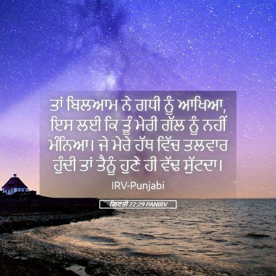 Picture 05 - ਗਿਣਤੀ 22:29 PANIRV - ਤਾਂ ਬਿਲਆਮ ਨੇ ਗਧੀ - Bible Verse Picture