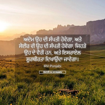 Picture 05 - ਗਿਣਤੀ 24:18 PANIRV - ਅਦੋਮ ਉਹ ਦੀ ਸੰਪਤੀ - Bible Verse Picture