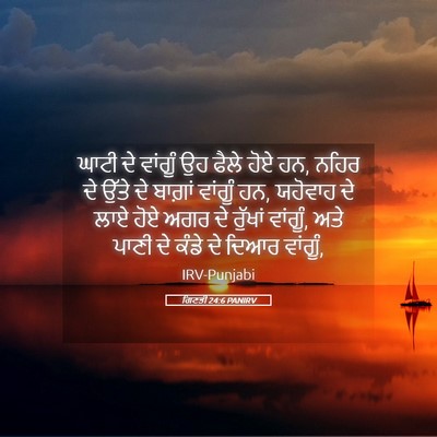 Picture 05 - ਗਿਣਤੀ 24:6 PANIRV - ਘਾਟੀ ਦੇ ਵਾਂਗੂੰ ਉਹ - Bible Verse Picture