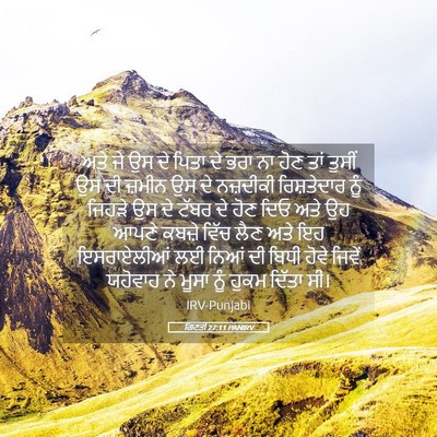 Picture 05 - ਗਿਣਤੀ 27:11 PANIRV - ਅਤੇ ਜੇ ਉਸ ਦੇ ਪਿਤਾ - Bible Verse Picture