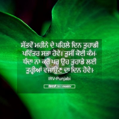 Picture 05 - ਗਿਣਤੀ 29:1 PANIRV - ਸੱਤਵੇਂ ਮਹੀਨੇ ਦੇ - Bible Verse Picture