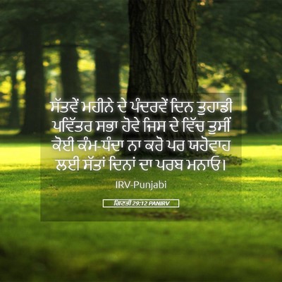 Picture 05 - ਗਿਣਤੀ 29:12 PANIRV - ਸੱਤਵੇਂ ਮਹੀਨੇ ਦੇ - Bible Verse Picture