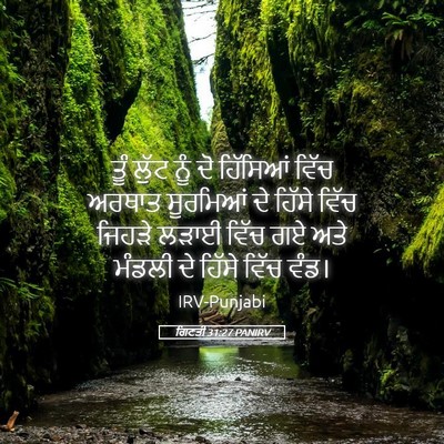Picture 05 - ਗਿਣਤੀ 31:27 PANIRV - ਤੂੰ ਲੁੱਟ ਨੂੰ ਦੋ - Bible Verse Picture