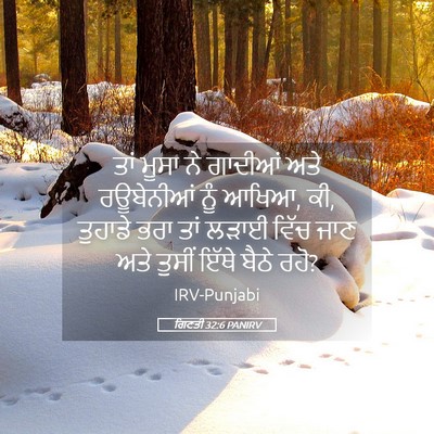 Picture 05 - ਗਿਣਤੀ 32:6 PANIRV - ਤਾਂ ਮੂਸਾ ਨੇ ਗਾਦੀਆਂ - Bible Verse Picture