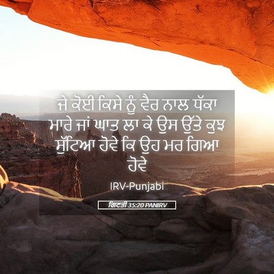 Picture 05 - ਗਿਣਤੀ 35:20 PANIRV - ਜੇ ਕੋਈ ਕਿਸੇ ਨੂੰ ਵੈਰ - Bible Verse Picture