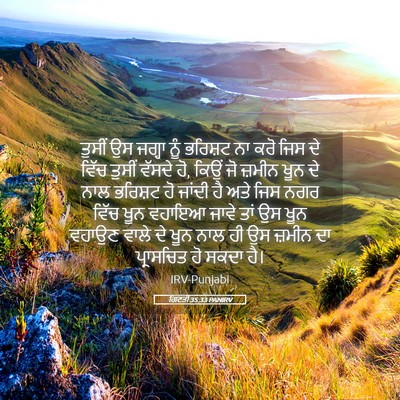 Picture 05 - ਗਿਣਤੀ 35:33 PANIRV - ਤੁਸੀਂ ਉਸ ਜਗ੍ਹਾ ਨੂੰ - Bible Verse Picture
