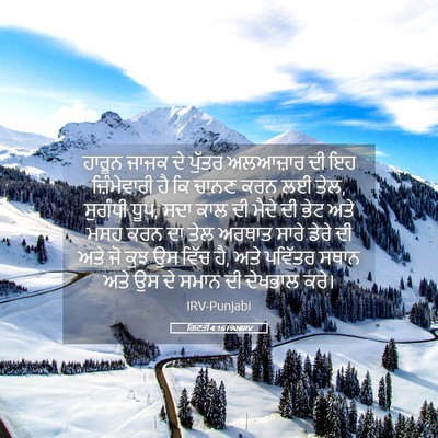 Picture 05 - ਗਿਣਤੀ 4:16 PANIRV - ਹਾਰੂਨ ਜਾਜਕ ਦੇ - Bible Verse Picture