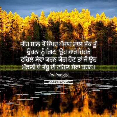 Picture 05 - ਗਿਣਤੀ 4:30 PANIRV - ਤੀਹ ਸਾਲ ਤੋਂ ਉੱਪਰ - Bible Verse Picture