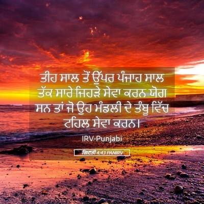 Picture 05 - ਗਿਣਤੀ 4:43 PANIRV - ਤੀਹ ਸਾਲ ਤੋਂ ਉੱਪਰ - Bible Verse Picture