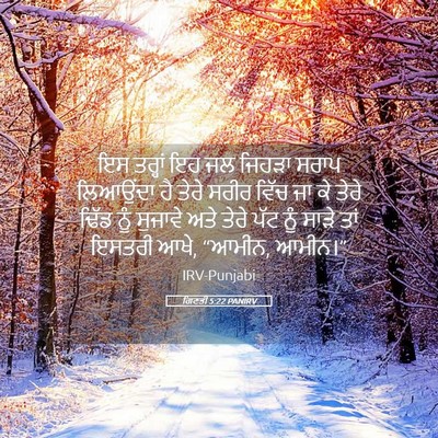 Picture 05 - ਗਿਣਤੀ 5:22 PANIRV - ਇਸ ਤਰ੍ਹਾਂ ਇਹ ਜਲ - Bible Verse Picture