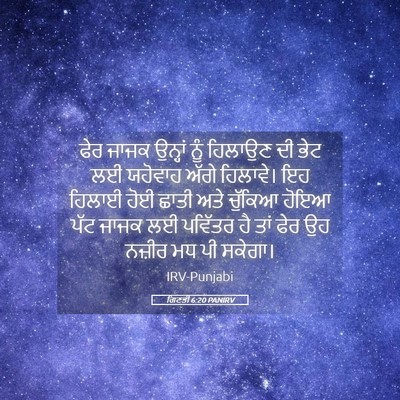 Picture 05 - ਗਿਣਤੀ 6:20 PANIRV - ਫੇਰ ਜਾਜਕ ਉਨ੍ਹਾਂ - Bible Verse Picture