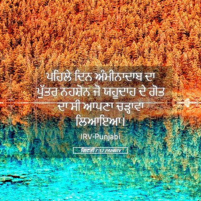 Picture 05 - ਗਿਣਤੀ 7:12 PANIRV - ਪਹਿਲੇ ਦਿਨ - Bible Verse Picture