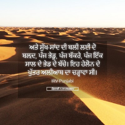 Picture 05 - ਗਿਣਤੀ 7:29 PANIRV - ਅਤੇ ਸੁੱਖ-ਸਾਂਦ ਦੀ - Bible Verse Picture