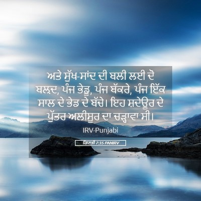 Picture 05 - ਗਿਣਤੀ 7:35 PANIRV - ਅਤੇ ਸੁੱਖ-ਸਾਂਦ ਦੀ - Bible Verse Picture