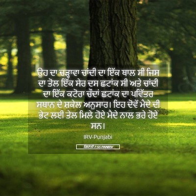 Picture 05 - ਗਿਣਤੀ 7:55 PANIRV - ਉਹ ਦਾ ਚੜ੍ਹਾਵਾ - Bible Verse Picture