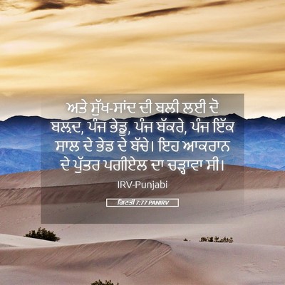Picture 05 - ਗਿਣਤੀ 7:77 PANIRV - ਅਤੇ ਸੁੱਖ-ਸਾਂਦ ਦੀ - Bible Verse Picture