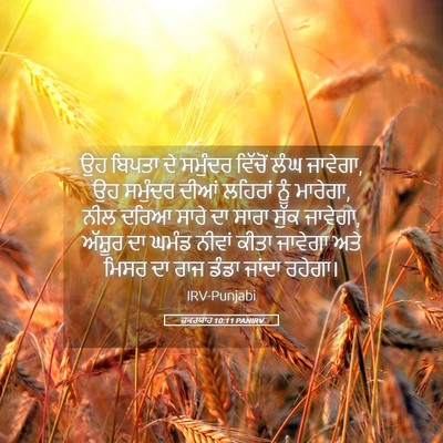 Picture 05 - ਜ਼ਕਰਯਾਹ 10:11 PANIRV - ਉਹ ਬਿਪਤਾ ਦੇ ਸਮੁੰਦਰ - Bible Verse Picture