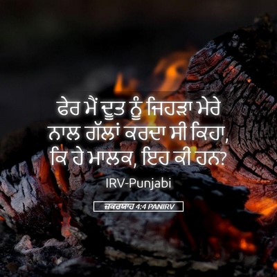 Picture 05 - ਜ਼ਕਰਯਾਹ 4:4 PANIRV - ਫੇਰ ਮੈਂ ਦੂਤ ਨੂੰ - Bible Verse Picture