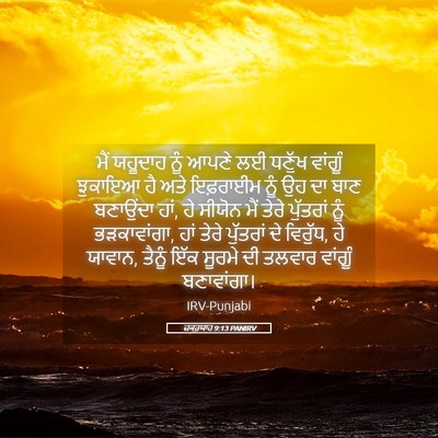 Picture 05 - ਜ਼ਕਰਯਾਹ 9:13 PANIRV - ਮੈਂ ਯਹੂਦਾਹ ਨੂੰ - Bible Verse Picture