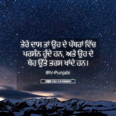 Picture 05 - ਜ਼ਬੂਰ 102:14 PANIRV - ਤੇਰੇ ਦਾਸ ਤਾਂ ਉਹ ਦੇ - Bible Verse Picture