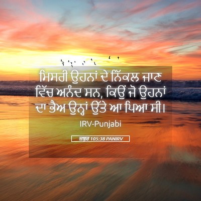 Picture 05 - ਜ਼ਬੂਰ 105:38 PANIRV - ਮਿਸਰੀ ਉਹਨਾਂ ਦੇ - Bible Verse Picture