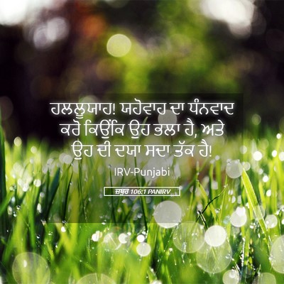 Picture 05 - ਜ਼ਬੂਰ 106:1 PANIRV - ਹਲਲੂਯਾਹ! ਯਹੋਵਾਹ ਦਾ - Bible Verse Picture