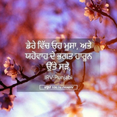 Picture 05 - ਜ਼ਬੂਰ 106:16 PANIRV - ਡੇਰੇ ਵਿੱਚ ਓਹ ਮੂਸਾ, - Bible Verse Picture