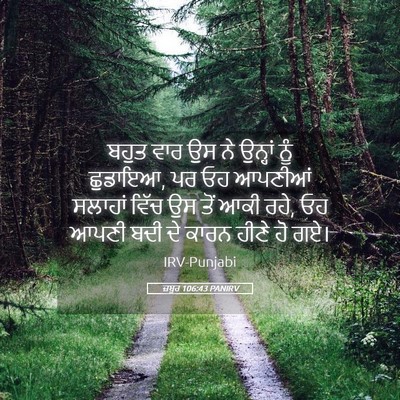 Picture 05 - ਜ਼ਬੂਰ 106:43 PANIRV - ਬਹੁਤ ਵਾਰ ਉਸ ਨੇ - Bible Verse Picture