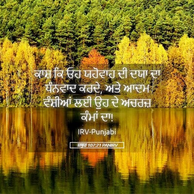 Picture 05 - ਜ਼ਬੂਰ 107:21 PANIRV - ਕਾਸ਼ ਕਿ ਓਹ ਯਹੋਵਾਹ - Bible Verse Picture