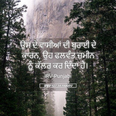 Picture 05 - ਜ਼ਬੂਰ 107:34 PANIRV - ਉਸ ਦੇ ਵਾਸੀਆਂ ਦੀ - Bible Verse Picture