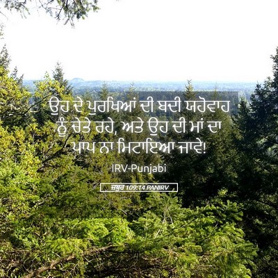 Picture 05 - ਜ਼ਬੂਰ 109:14 PANIRV - ਉਹ ਦੇ ਪੁਰਖਿਆਂ ਦੀ - Bible Verse Picture