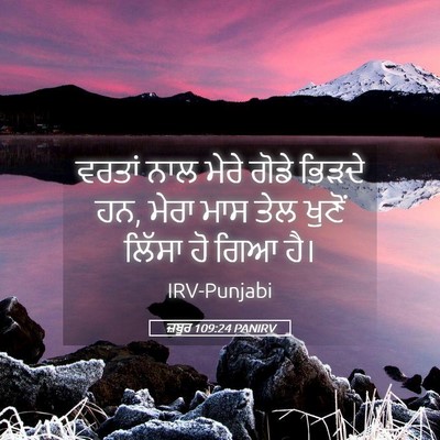 Picture 05 - ਜ਼ਬੂਰ 109:24 PANIRV - ਵਰਤਾਂ ਨਾਲ ਮੇਰੇ - Bible Verse Picture