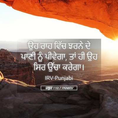 Picture 05 - ਜ਼ਬੂਰ 110:7 PANIRV - ਉਹ ਰਾਹ ਵਿੱਚ ਝਰਨੇ ਦੇ - Bible Verse Picture