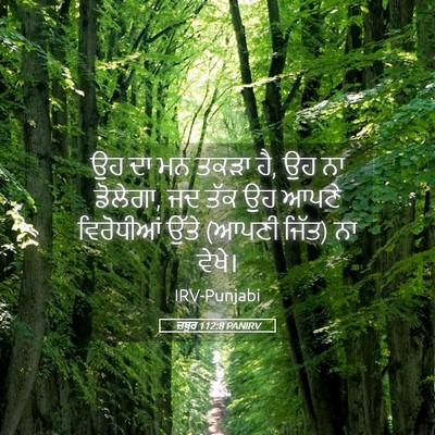 Picture 05 - ਜ਼ਬੂਰ 112:8 PANIRV - ਉਹ ਦਾ ਮਨ ਤਕੜਾ ਹੈ, ਉਹ - Bible Verse Picture