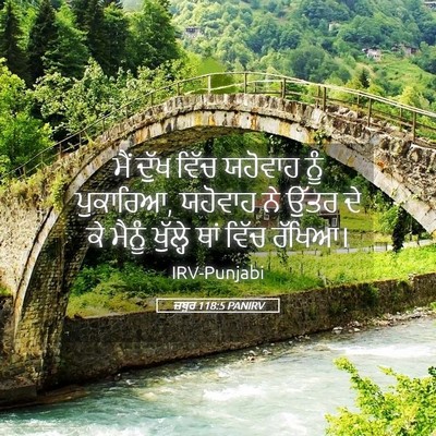 Picture 05 - ਜ਼ਬੂਰ 118:5 PANIRV - ਮੈਂ ਦੁੱਖ ਵਿੱਚ - Bible Verse Picture