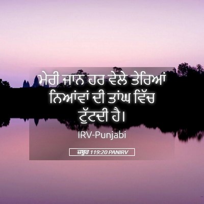 Picture 05 - ਜ਼ਬੂਰ 119:20 PANIRV - ਮੇਰੀ ਜਾਨ ਹਰ ਵੇਲੇ - Bible Verse Picture