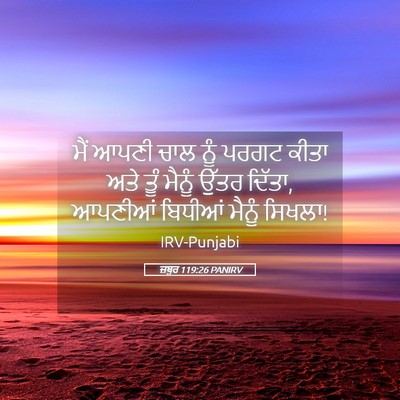 Picture 05 - ਜ਼ਬੂਰ 119:26 PANIRV - ਮੈਂ ਆਪਣੀ ਚਾਲ ਨੂੰ - Bible Verse Picture