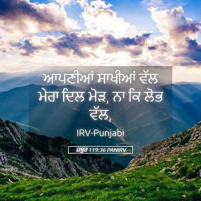 Picture 05 - ਜ਼ਬੂਰ 119:36 PANIRV - ਆਪਣੀਆਂ ਸਾਖੀਆਂ ਵੱਲ - Bible Verse Picture