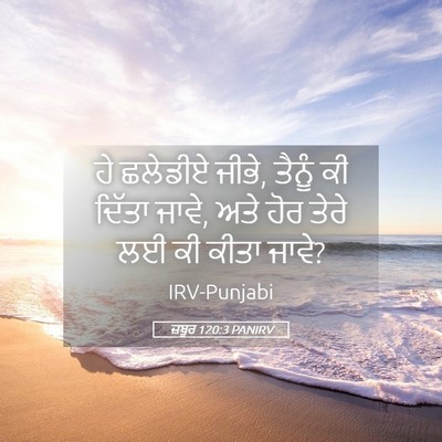 Picture 05 - ਜ਼ਬੂਰ 120:3 PANIRV - ਹੇ ਛਲੇਡੀਏ ਜੀਭੇ, - Bible Verse Picture