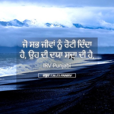 Picture 05 - ਜ਼ਬੂਰ 136:25 PANIRV - ਜੋ ਸਭ ਜੀਵਾਂ ਨੂੰ - Bible Verse Picture