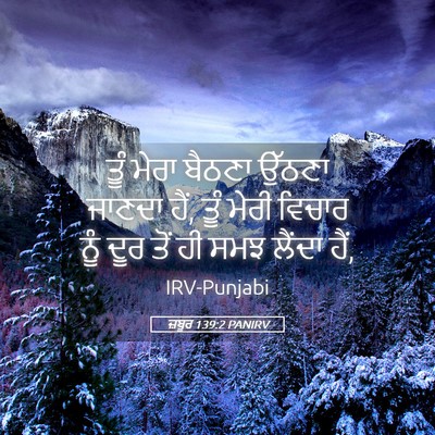 Picture 05 - ਜ਼ਬੂਰ 139:2 PANIRV - ਤੂੰ ਮੇਰਾ ਬੈਠਣਾ - Bible Verse Picture