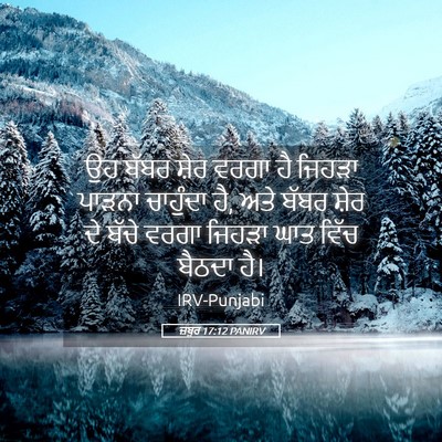 Picture 05 - ਜ਼ਬੂਰ 17:12 PANIRV - ਉਹ ਬੱਬਰ ਸ਼ੇਰ ਵਰਗਾ - Bible Verse Picture