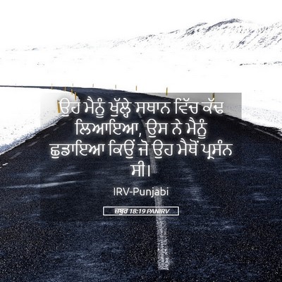 Picture 05 - ਜ਼ਬੂਰ 18:19 PANIRV - ਉਹ ਮੈਨੂੰ ਖੁੱਲ੍ਹੇ - Bible Verse Picture