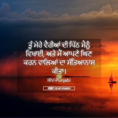 Picture 05 - ਜ਼ਬੂਰ 18:40 PANIRV - ਤੂੰ ਮੇਰੇ ਵੈਰੀਆਂ ਦੀ - Bible Verse Picture