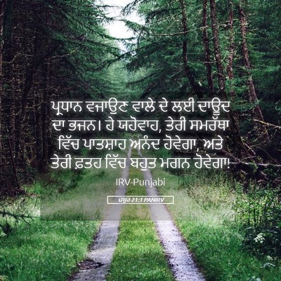 Picture 05 - ਜ਼ਬੂਰ 21:1 PANIRV - ਪ੍ਰਧਾਨ ਵਜਾਉਣ ਵਾਲੇ - Bible Verse Picture