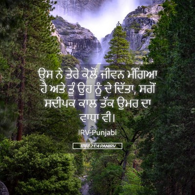 Picture 05 - ਜ਼ਬੂਰ 21:4 PANIRV - ਉਸ ਨੇ ਤੇਰੇ ਕੋਲੋਂ - Bible Verse Picture