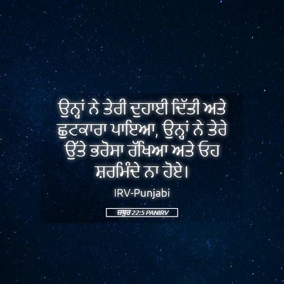 Picture 05 - ਜ਼ਬੂਰ 22:5 PANIRV - ਉਨ੍ਹਾਂ ਨੇ ਤੇਰੀ - Bible Verse Picture