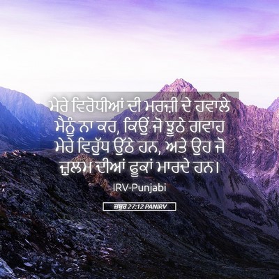 Picture 05 - ਜ਼ਬੂਰ 27:12 PANIRV - ਮੇਰੇ ਵਿਰੋਧੀਆਂ ਦੀ - Bible Verse Picture